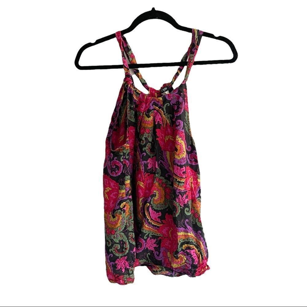 J. CREW Silk Floral Paisley Halter Tank Top Blouse Small